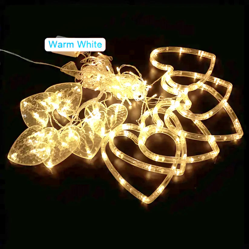 Szív LED karácsonyi függönylámpa 1+1 ingyen