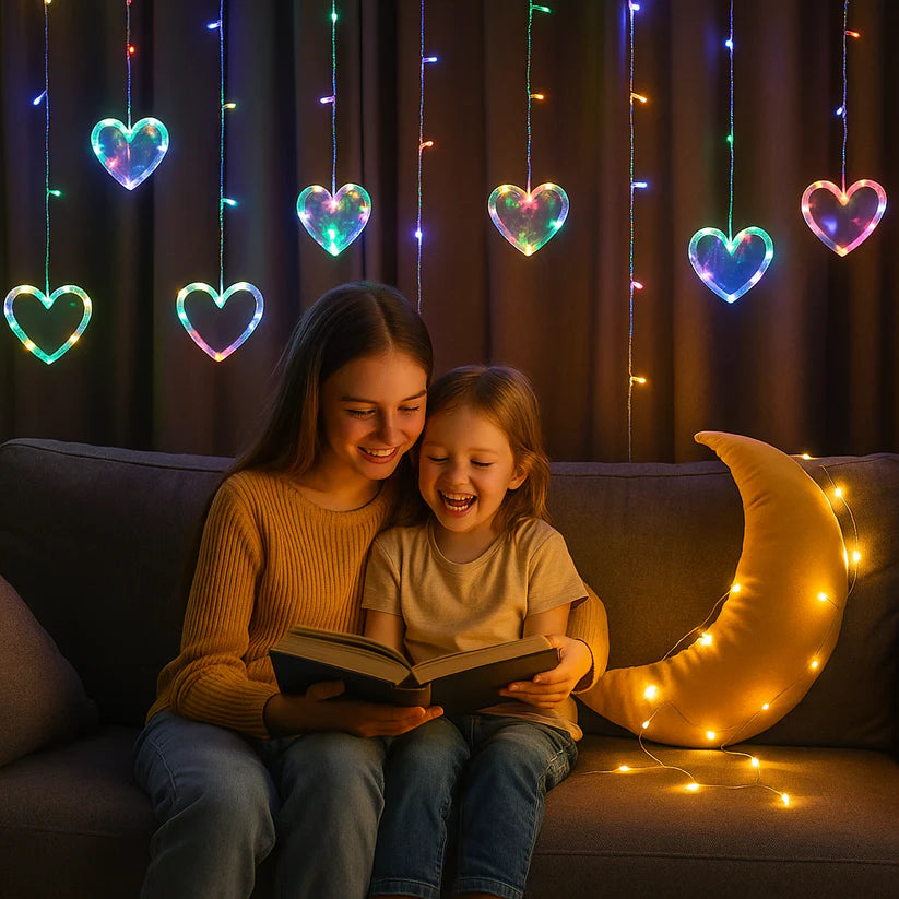 Szív LED karácsonyi függönylámpa 1+1 ingyen