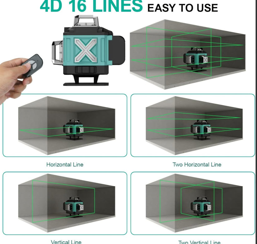 KraftTech 4D 16 Vonalas Zöld Lézer